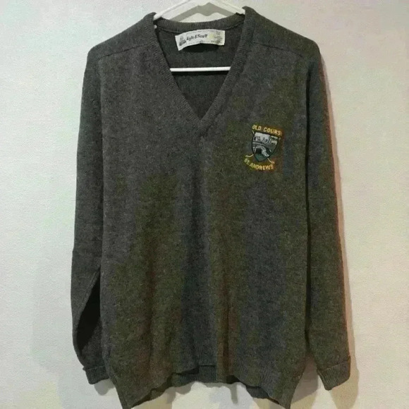 Lyle Scott Lambswool Sweater Men's Large Vintage Golf Old Course Andrews Grandpa - Picture 2 of 7